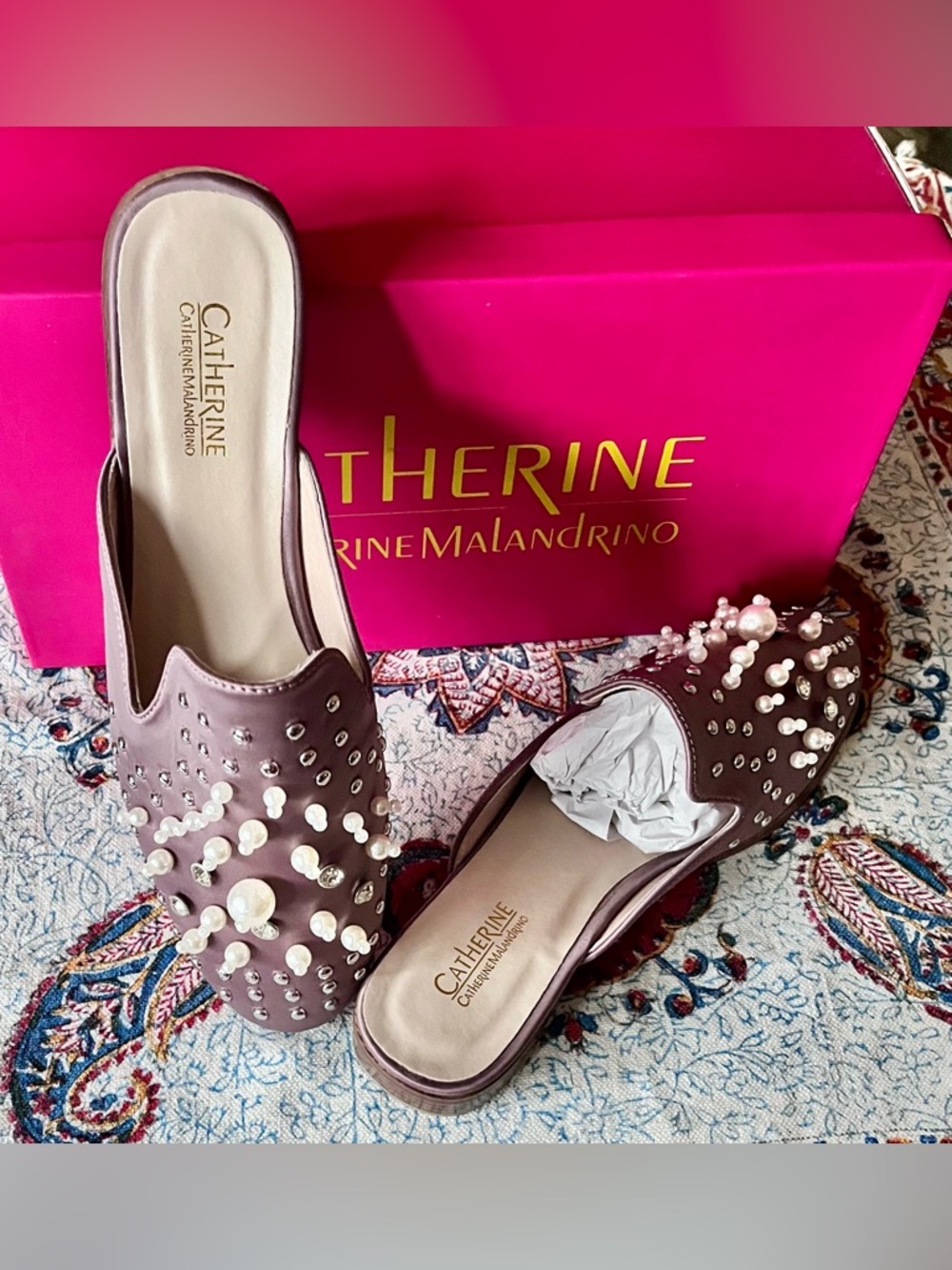 CATHERINE MALANDRINO Pillary Pearl & Crystal Slip-On Mule - Picture 7 of 9
